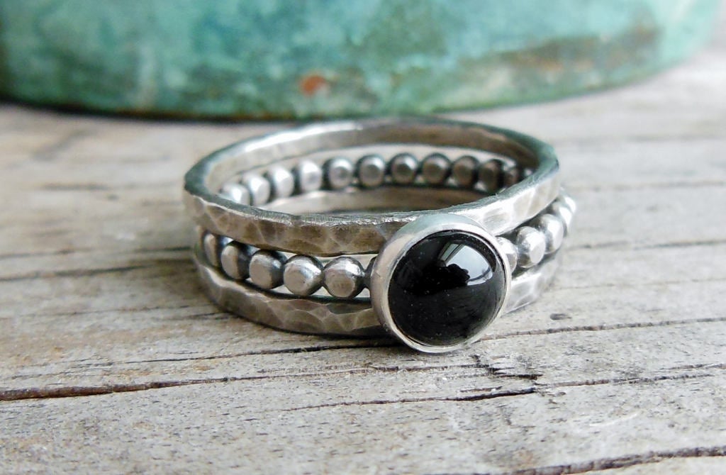 black onyx stacking rings
