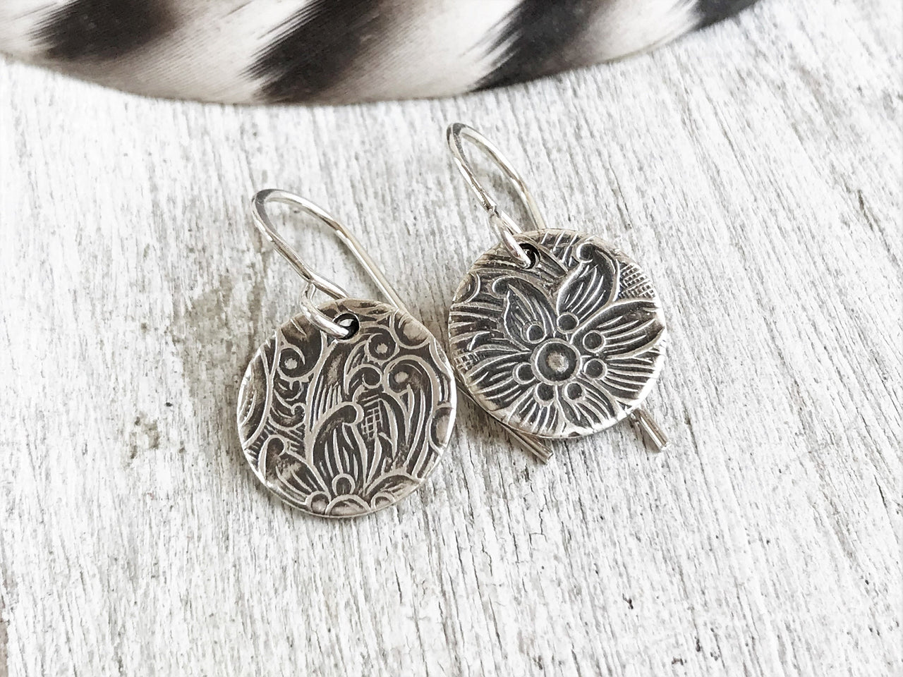 Rustic Floral disc earrings