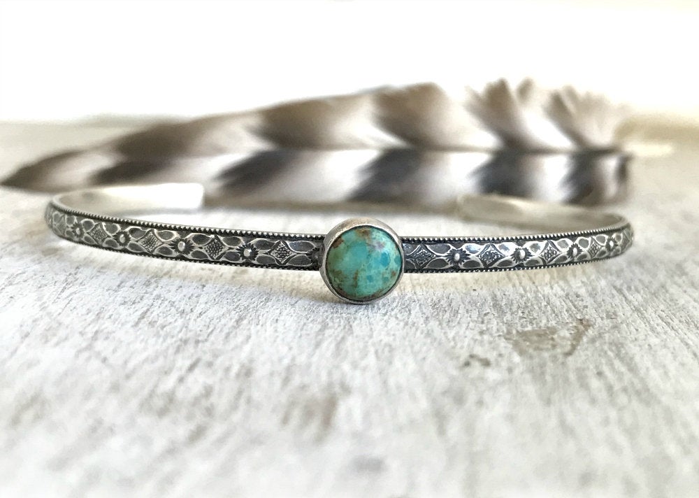 Floral Boho Turquoise Cuff Bracelet