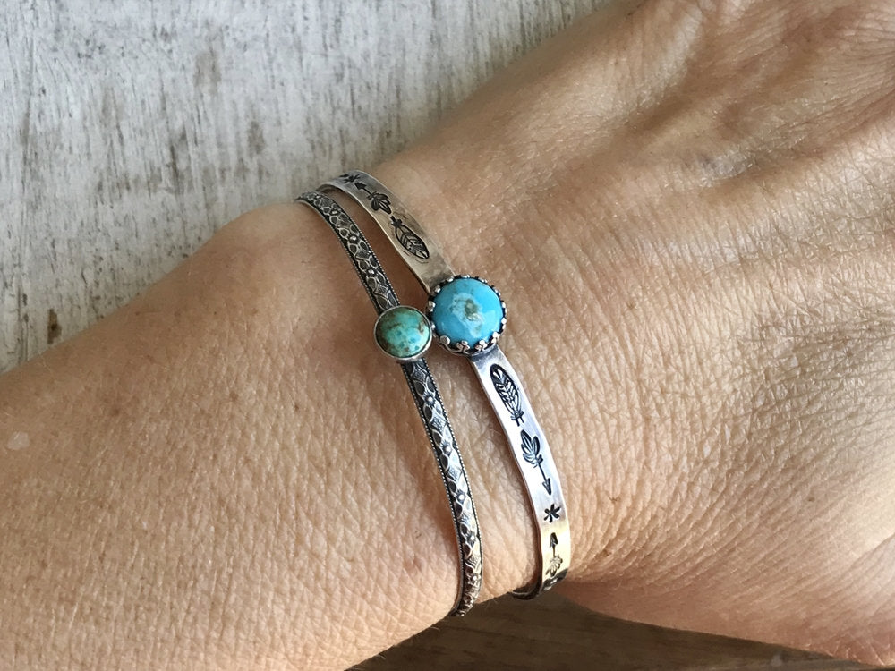 Floral Boho Turquoise Cuff Bracelet