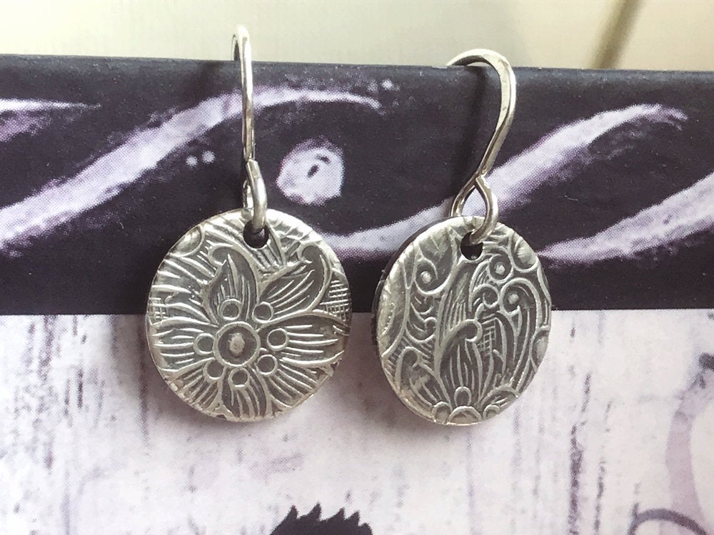 Rustic Floral disc earrings