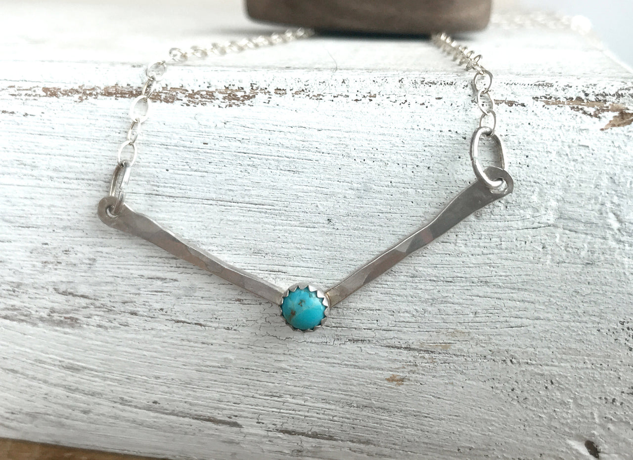 Silver Turquoise Bar Necklace