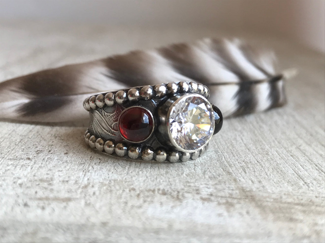 Western Garnet Wedding Ring