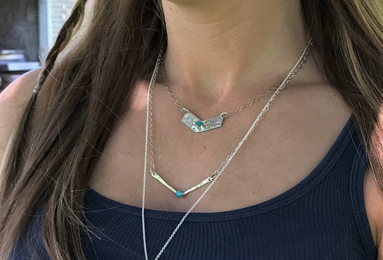 Silver Turquoise Bar Necklace