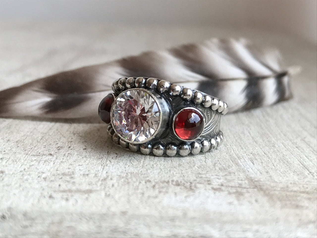 Western Garnet Wedding Ring