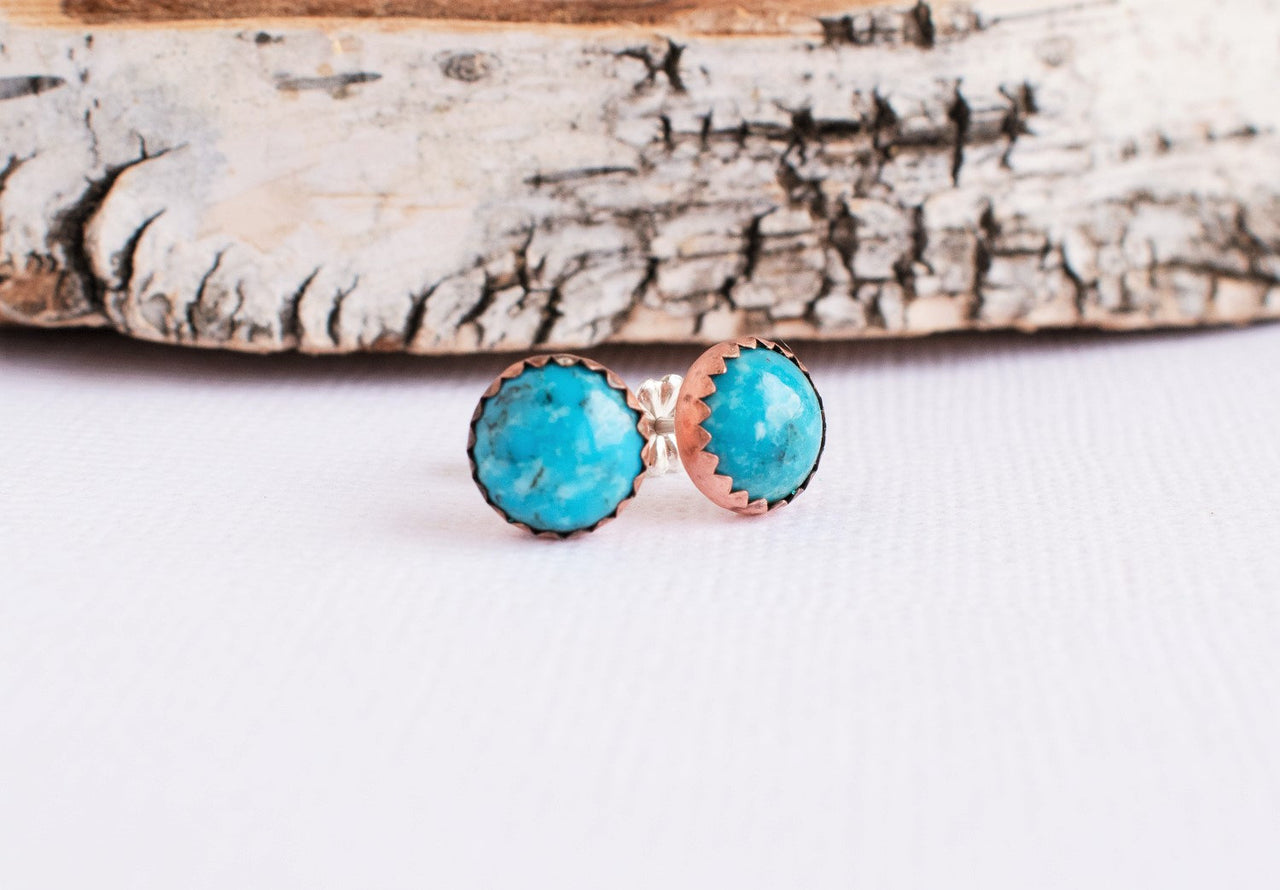 Copper turquoise studs