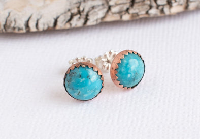 Copper turquoise studs
