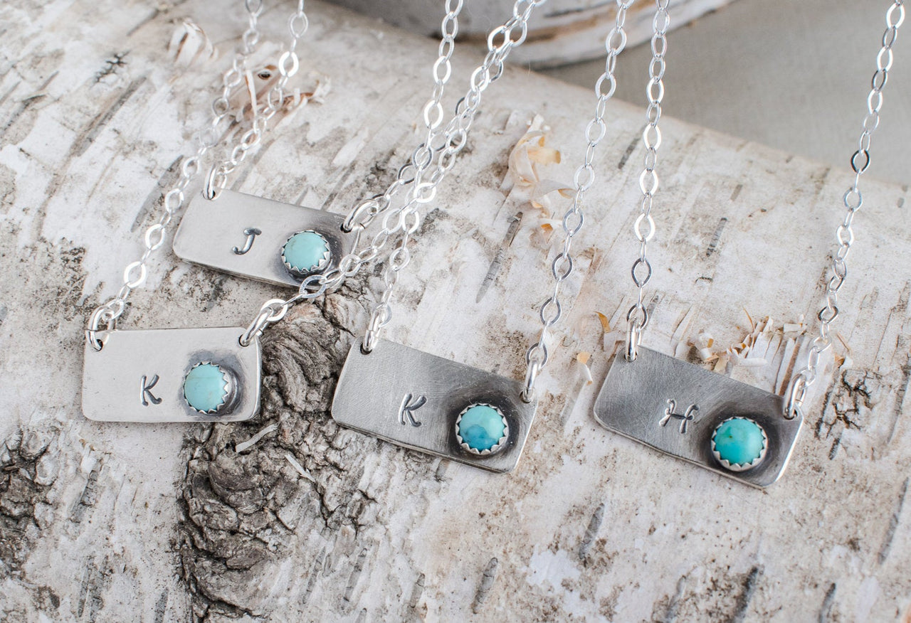 Turquoise Initial Necklace