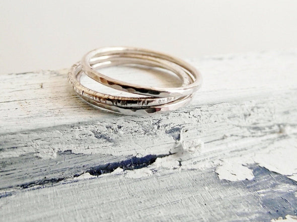 Three Textured Stacking Rings