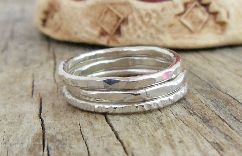 Three Textured Stacking Rings