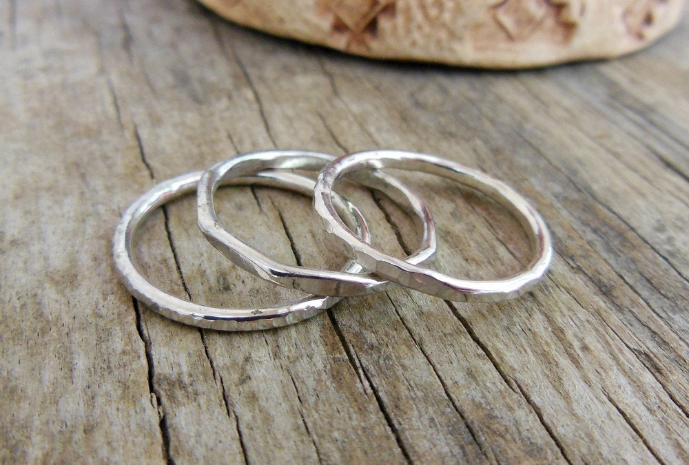 Three Textured Stacking Rings