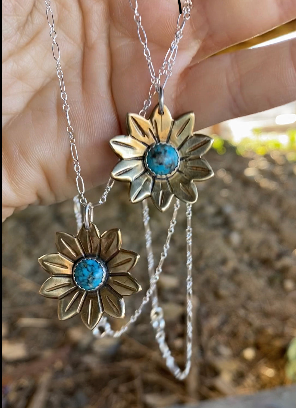Turquoise Sunflower necklace