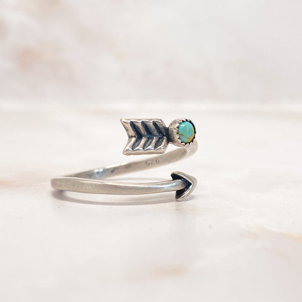 Adjustable Arrow Ring with turquoise