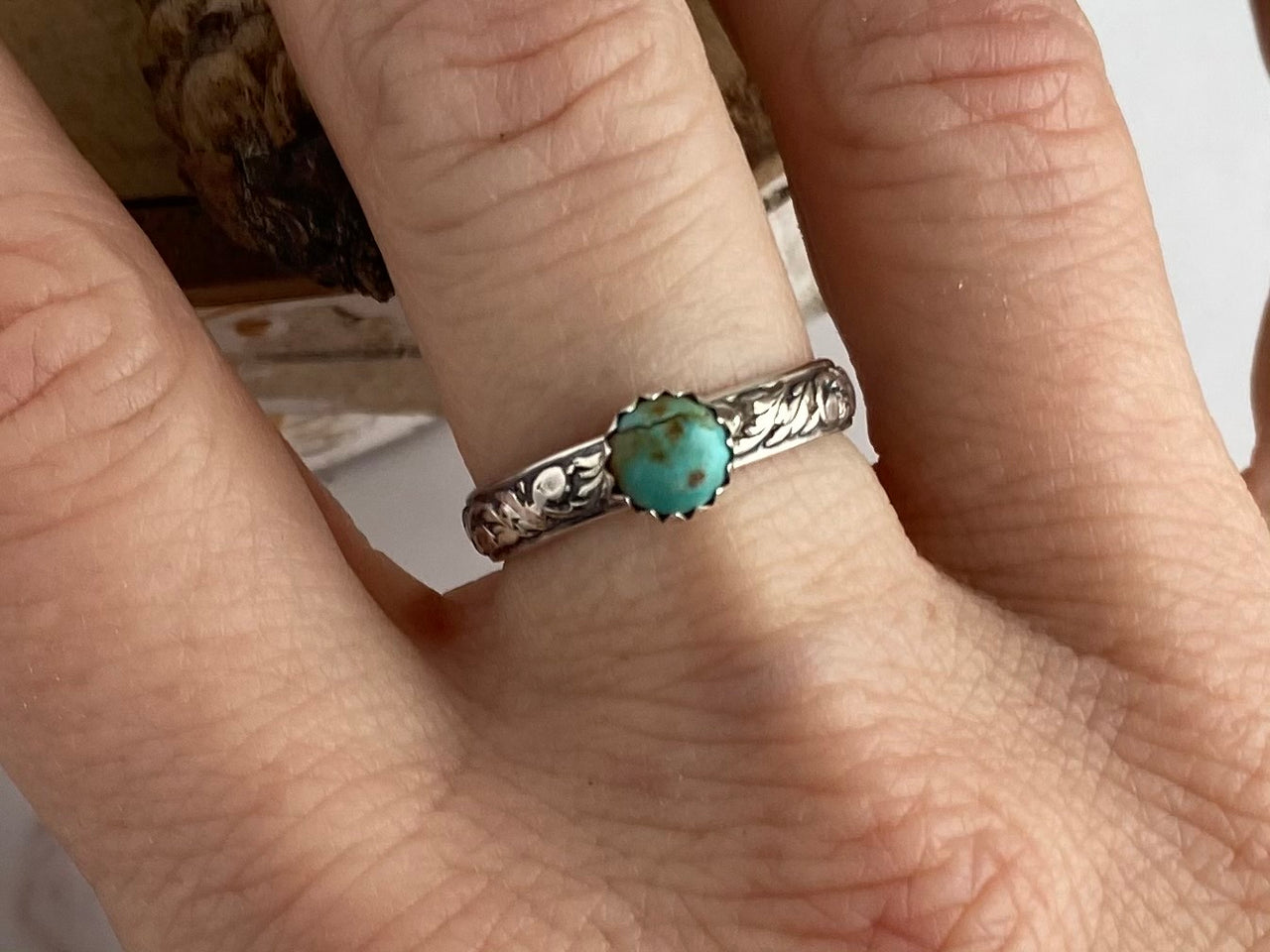 Turquoise Ring with Vine