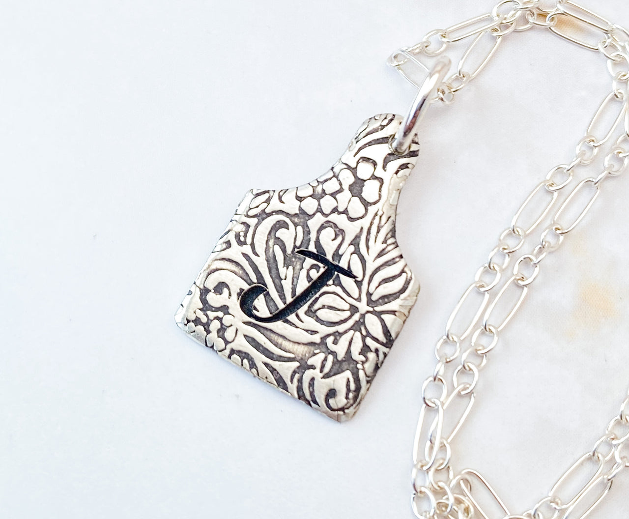 Cow Tag Necklace with Initial