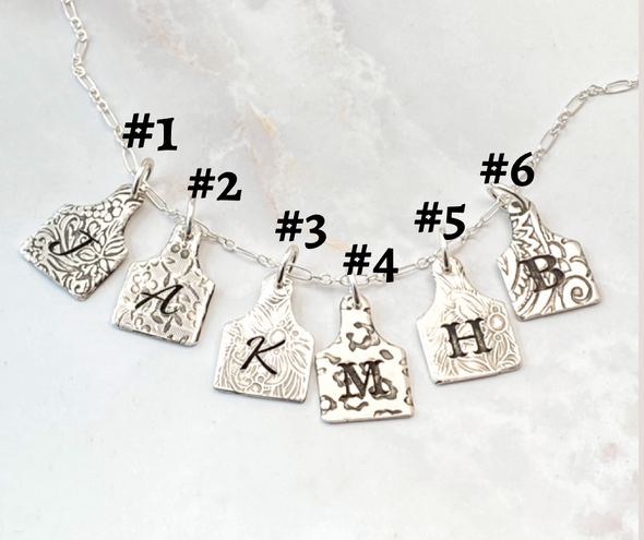 Cow Tag Necklace with Initial