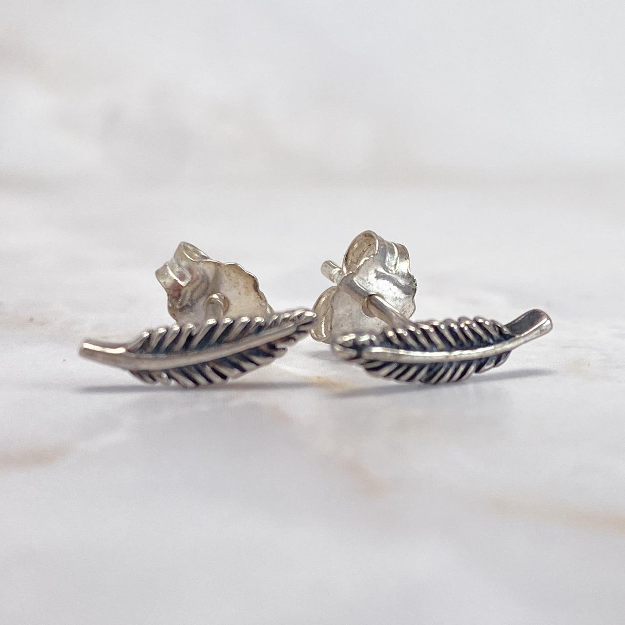 Tiny Feather Stud Earrings