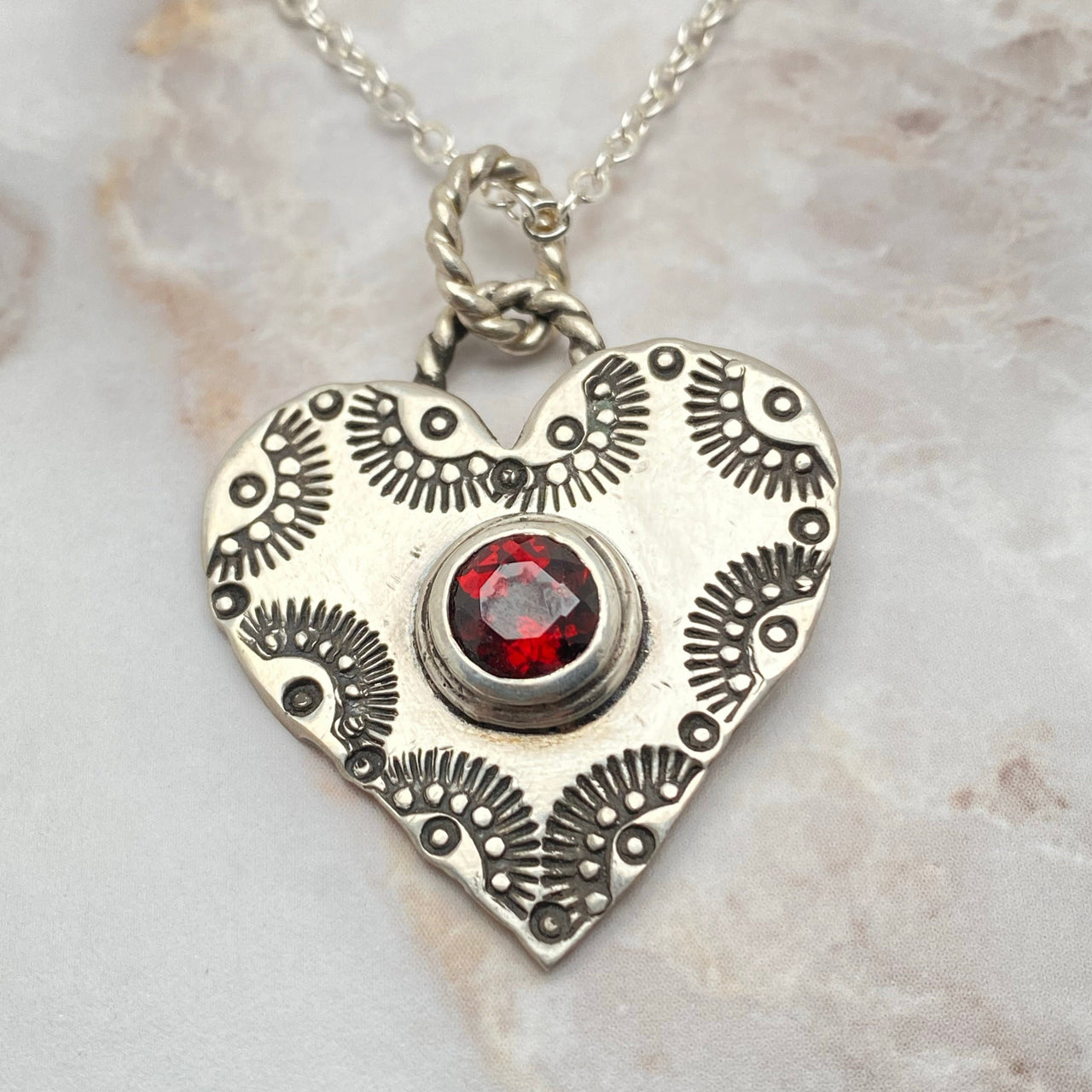 Garnet Heart Necklace