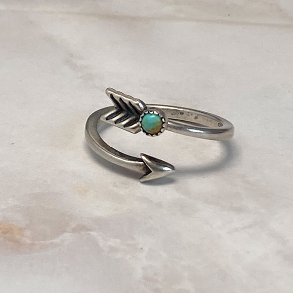 Adjustable Arrow Ring with turquoise