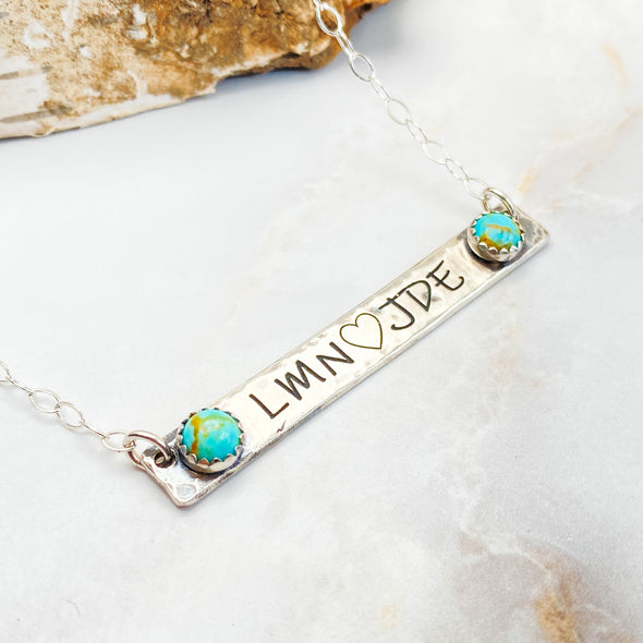 Personalized Turquoise Bar Necklace