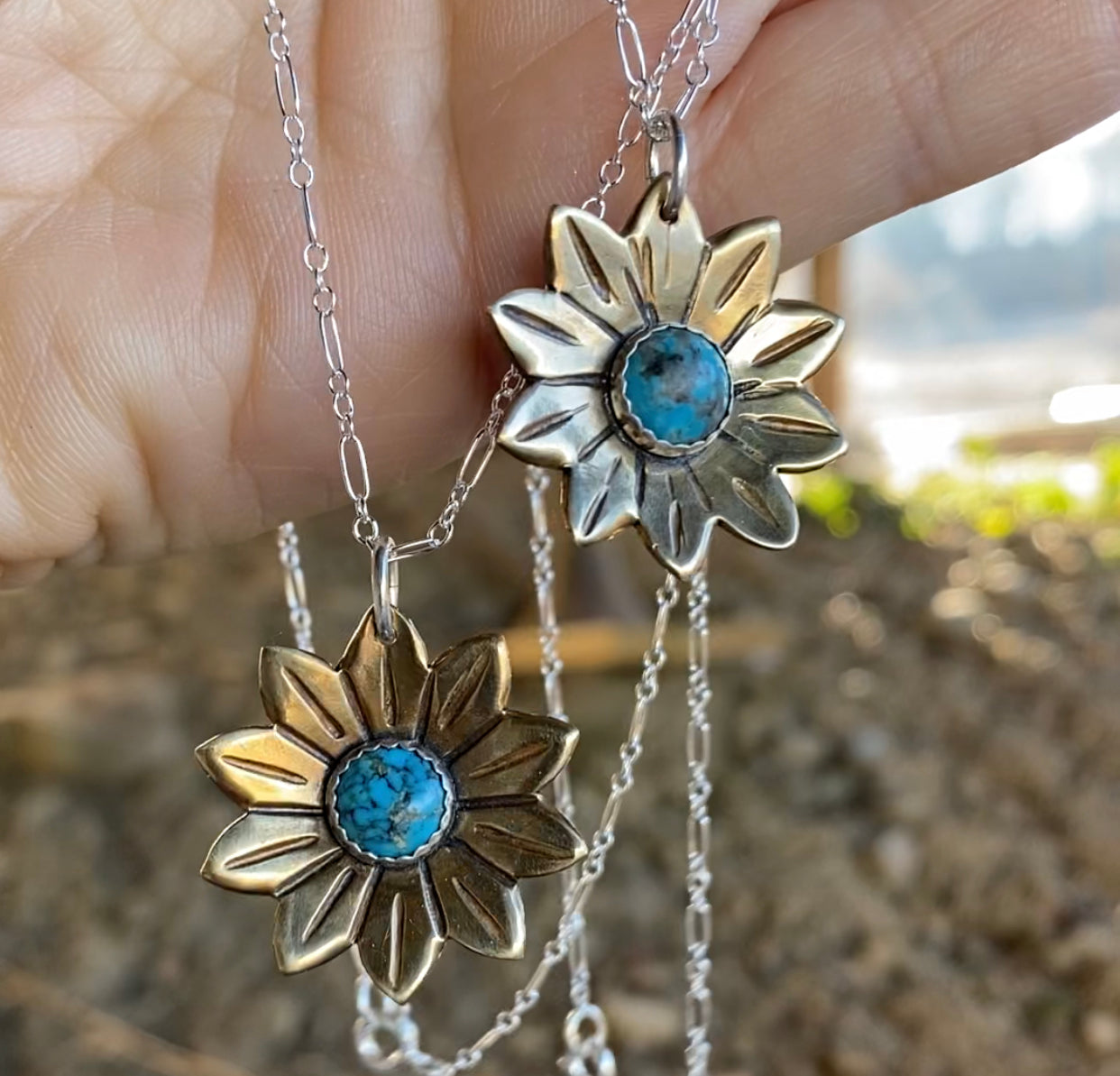Turquoise Sunflower necklace
